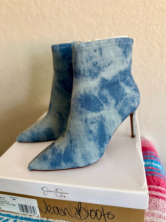 Jessica Simpson Shoes - Jessica Simpson Semaja Denim Stiletto Ankle Booties Size 9 Rugged Blue NIB